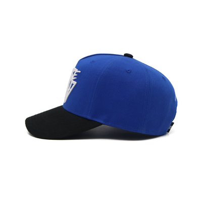 3D Embroidered Letter 5 Panel Baseball Cap Blue Single Plastic Buckle