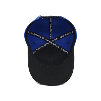 3D Embroidered Letter 5 Panel Baseball Cap Blue Single Plastic Buckle