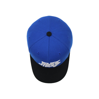 3D Embroidered Letter 5 Panel Baseball Cap Blue Single Plastic Buckle