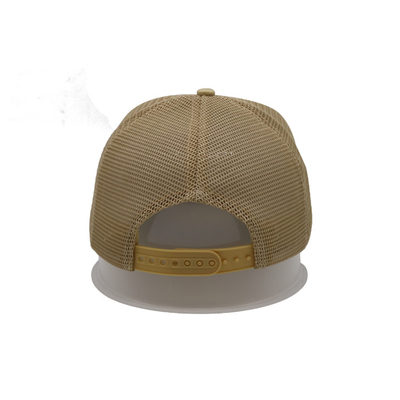 Printed Patch 5 Panel Trucker Cap Light Yellow Polyester And Mesh