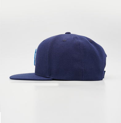 Fashion Blue Wool Acrylic Flat Brim Snapback Cap For Unisex Outdoor