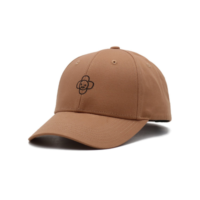 100% Cotton Twill Embroidered Baseball Caps Brown 6 Panel Hats