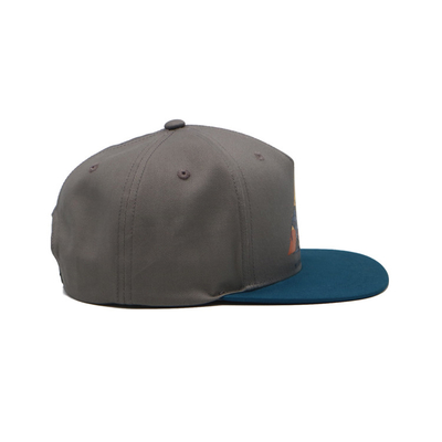 Sublimation Patch In Front Panel Flat Brim Snapback Hats 100% Cotton Twill Grey Caps