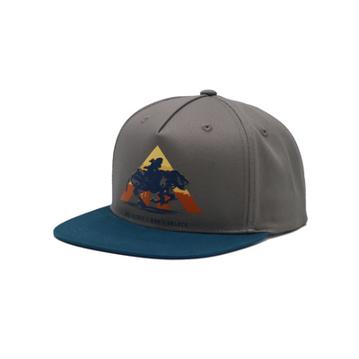 Sublimation Patch In Front Panel Flat Brim Snapback Hats 100% Cotton Twill Grey Caps