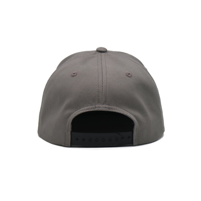 Sublimation Patch In Front Panel Flat Brim Snapback Hats 100% Cotton Twill Grey Caps