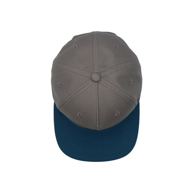 Sublimation Patch In Front Panel Flat Brim Snapback Hats 100% Cotton Twill Grey Caps