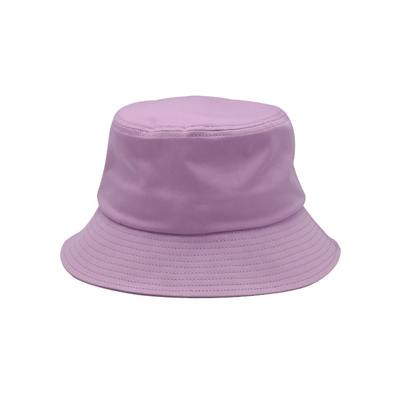 Letter Flat Embroidery Fisherman Bucket Hat Woven Patch 100% Cotton Twill Purple