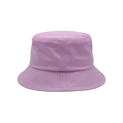 Letter Flat Embroidery Fisherman Bucket Hat Woven Patch 100% Cotton Twill Purple