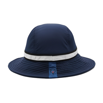 Cotton Fabric Outdoor Unisex Flat Brim Bucket Hat Blue Color Custom Logo