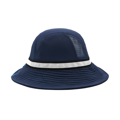 Cotton Fabric Outdoor Unisex Flat Brim Bucket Hat Blue Color Custom Logo