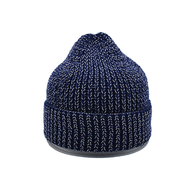 60cm Winter Beanie Hat Men Reflective Yarn Knit Skull Soft Warm Fold Up Cuff Daily Beanie Caps