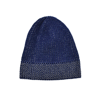60cm Winter Beanie Hat Men Reflective Yarn Knit Skull Soft Warm Fold Up Cuff Daily Beanie Caps