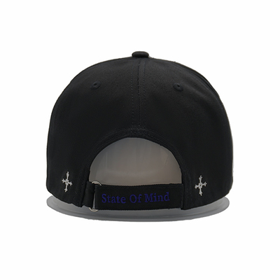 Structured Adjustable 5 Panel Baseball Cap Embroidered Text With Metal Buckle