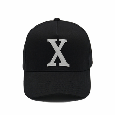 Structured Adjustable 5 Panel Baseball Cap Embroidered Text With Metal Buckle