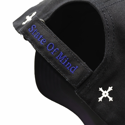 Structured Adjustable 5 Panel Baseball Cap Embroidered Text With Metal Buckle