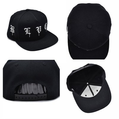 Classic Flat Brim Snapback Hats Blank Underbrim Cotton Wool Blend Flat Visor