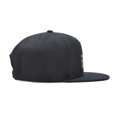 Sublimation Patch Embroidery Flat Brim Snapback Cap Black Color 5 Panels