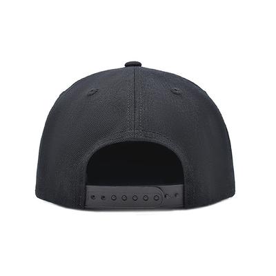 Sublimation Patch Embroidery Flat Brim Snapback Cap Black Color 5 Panels