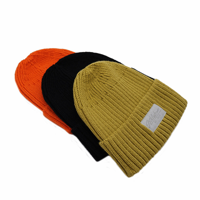 55cm Warm Knitted Cuffed Beanie Hats Winter Cuff Skull Cap For Men Women