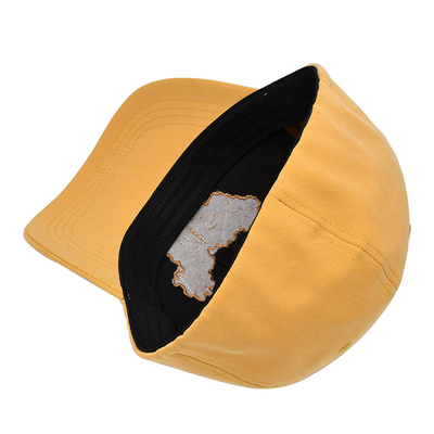 Adjustable 6 Panels Embroidered Baseball Caps 60cm Yellow Color