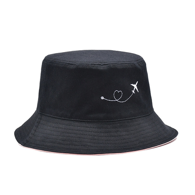 58cm Reversible Bucket Hat Casual Custom Logo Embroidery Pink Color