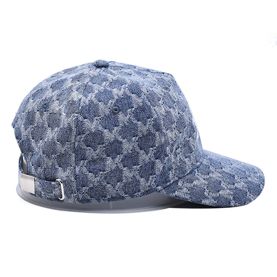 4 Eyelet Washed Cotton Denim Baseball Cap With Embroidered Logo