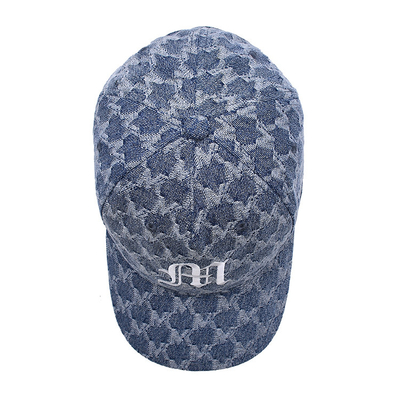 4 Eyelet Washed Cotton Denim Baseball Cap With Embroidered Logo