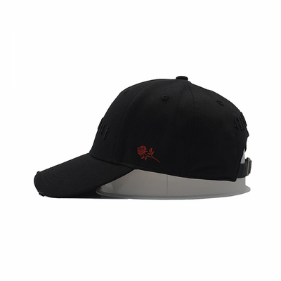 Black 100% Cotton 5 Panel Baseball Cap Custom Embriodery Logo