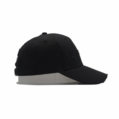 Black 100% Cotton 5 Panel Baseball Cap Custom Embriodery Logo