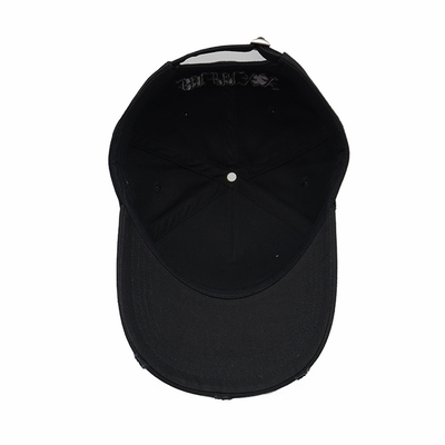 Black 100% Cotton 5 Panel Baseball Cap Custom Embriodery Logo