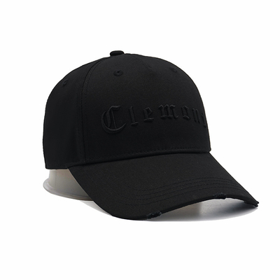 Black 100% Cotton 5 Panel Baseball Cap Custom Embriodery Logo