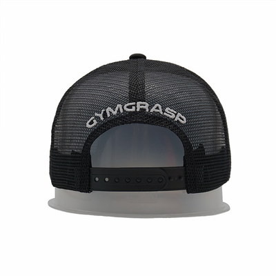Black Mesh 5 Panel Sports Trucker Cap Men's and Women's Adjustable High Crown Foam Mesh Cap