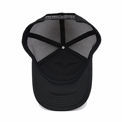 Black Mesh 5 Panel Sports Trucker Cap Men's and Women's Adjustable High Crown Foam Mesh Cap