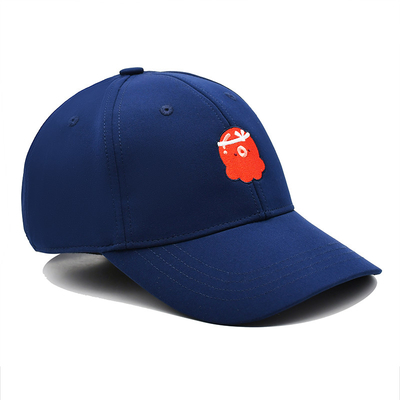 Blue 54cm 6 Panel Cotton Baseball Caps Unisex Adjustable Custom Logo