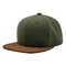 Two Tone Army Green Melton Wool Snapback Hat With Suede Brim