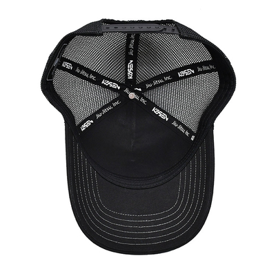 Black Mesh 5 Panel Trucker Cap Custom Sublimation Patch Logo Mens Trucker Hats