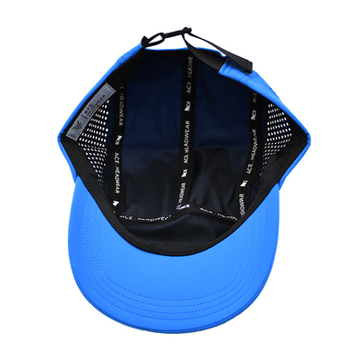 Waterproof 5 Panel Hat Breathable Quick Dry Mesh Sports Cap With Rubber Patch Logo