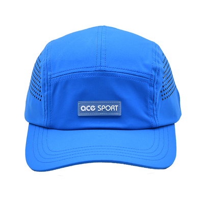 Waterproof 5 Panel Hat Breathable Quick Dry Mesh Sports Cap With Rubber Patch Logo