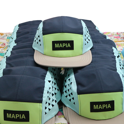 Nylon 5 Panel Camper Hats Breathable Quick Dry Five Panel Running Cap
