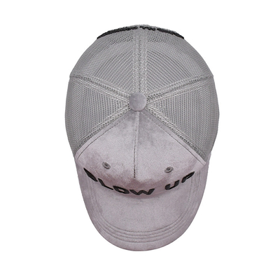 Gray Suede Trucker Hat 3d Embroidered  5 Panel Mesh Cap