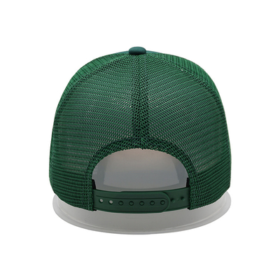 Curved Brim Green Trucker Hat 5 Panel Foam Mesh Hat With Embroidered Letter Logo