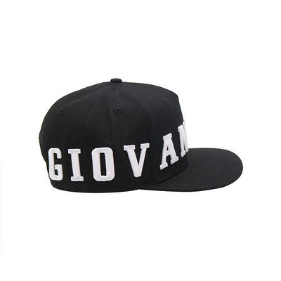 High Durability Black Flat Visor Snapback Hat With Embroidered Logo