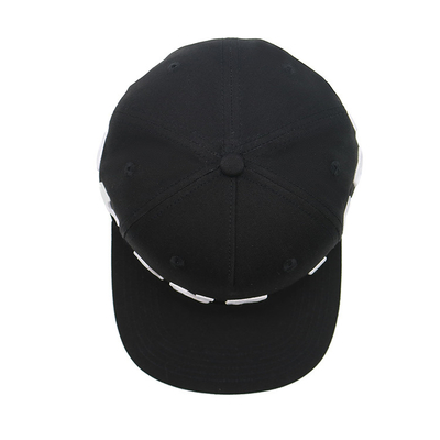 High Durability Black Flat Visor Snapback Hat With Embroidered Logo