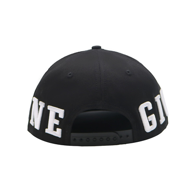 High Durability Black Flat Visor Snapback Hat With Embroidered Logo