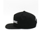Plastic Closure Black Flat Brim Snapback Hats White Embroidered Logo