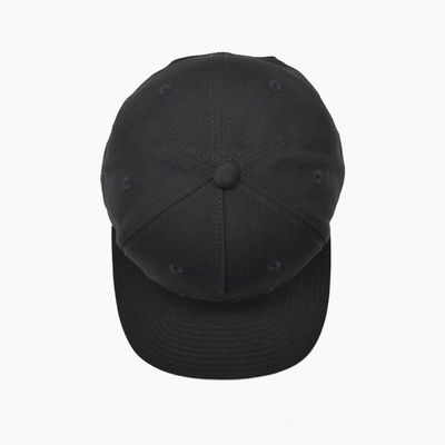 Black Plastic Snap Buckle Flat Brim Snapback Hats One Size Fits All Structured Crown