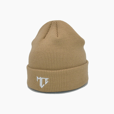 ISO9001 Brown Beanie Hats Embroidery Logo 58Cm Winter Hat For Adult