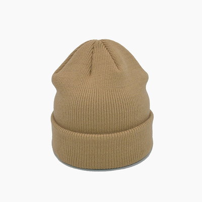 ISO9001 Brown Beanie Hats Embroidery Logo 58Cm Winter Hat For Adult