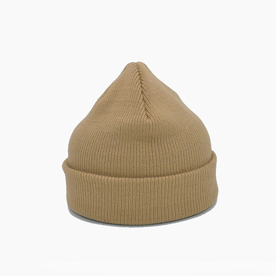 ISO9001 Brown Beanie Hats Embroidery Logo 58Cm Winter Hat For Adult