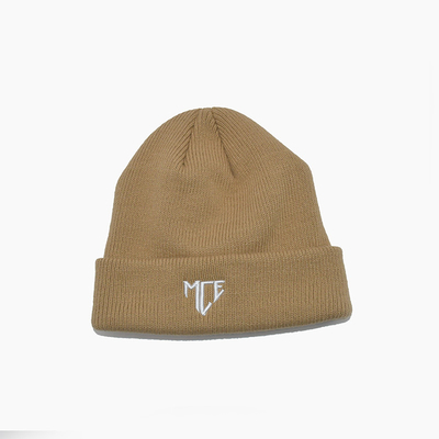 ISO9001 Brown Beanie Hats Embroidery Logo 58Cm Winter Hat For Adult